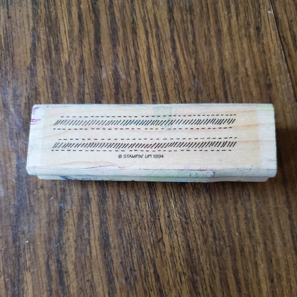 Stampin Up Fringe Lines Border Wood Rubber Stamp